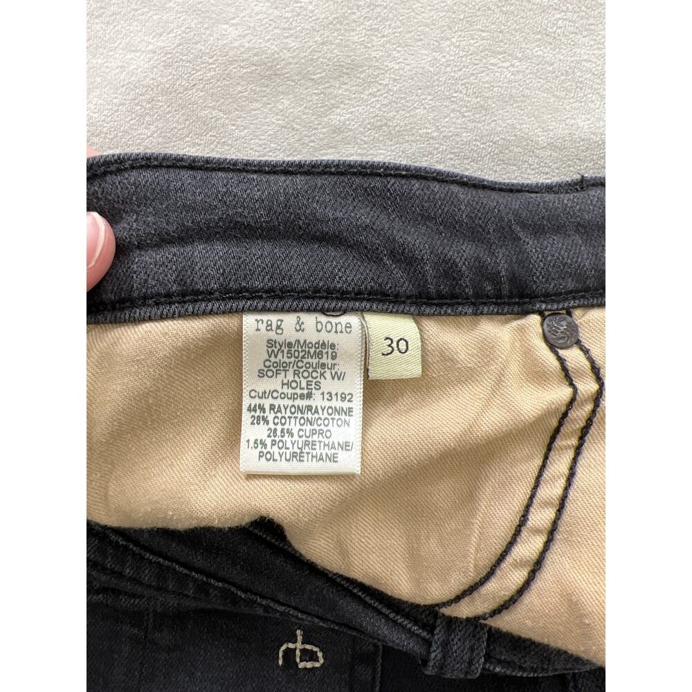 Rag & Bone Skinny Dark Gray Soft Rock Mid Rise Jeans Distressed 30 Y2K - Picture 6 of 8